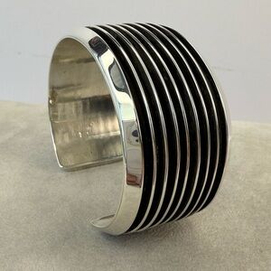 Handcrafted Tom Hawk Navajo Channel rail sterling silver cuff